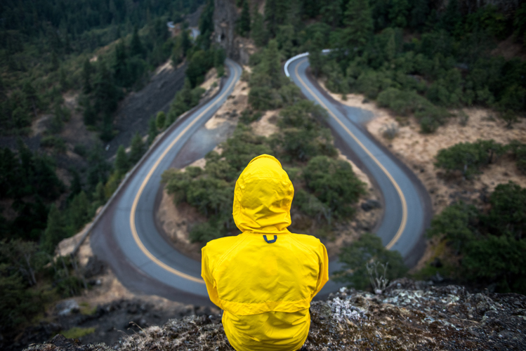 Someone looking at a road.